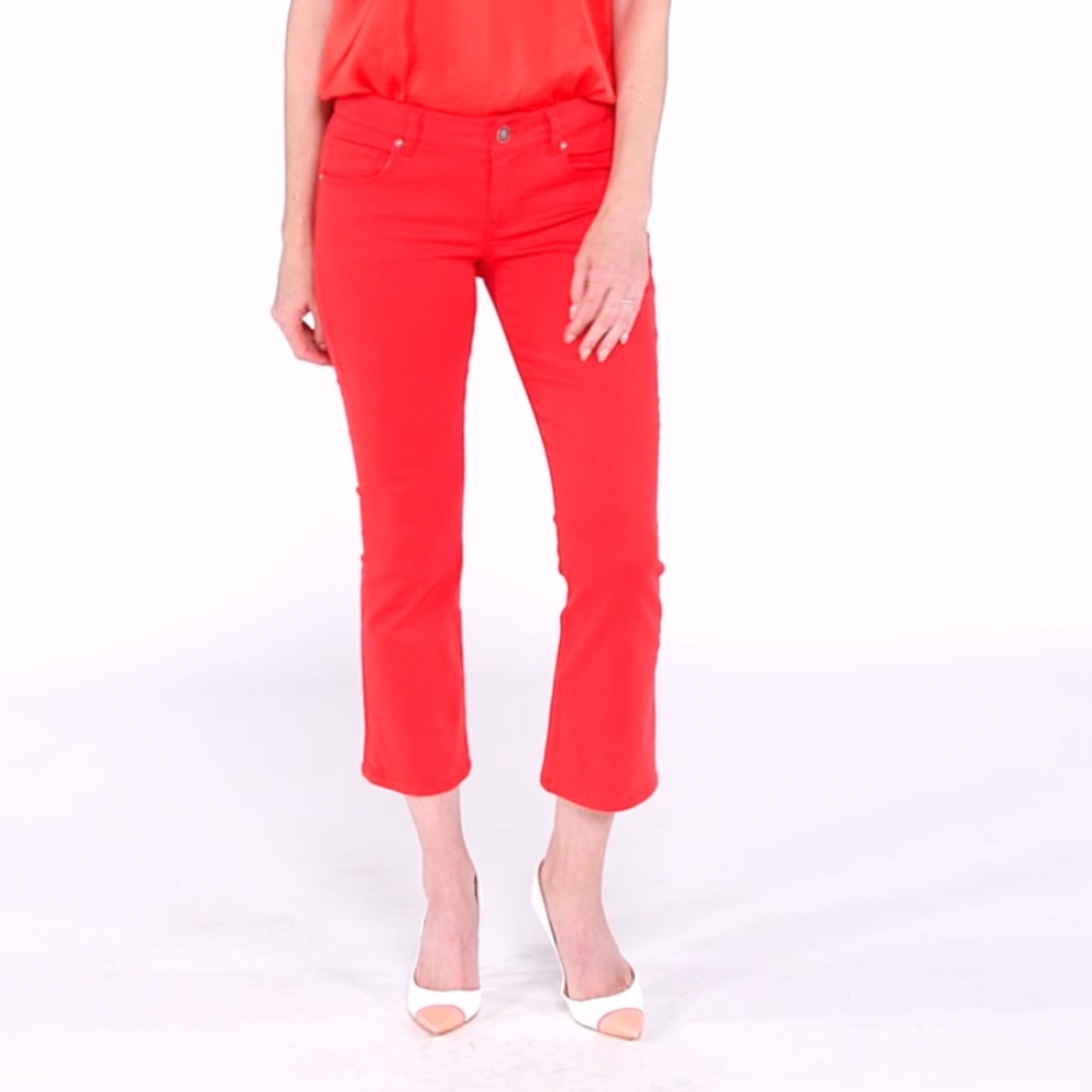 CAbi Kick Back Kick Flare Red Cropped Pants/jeans #6496